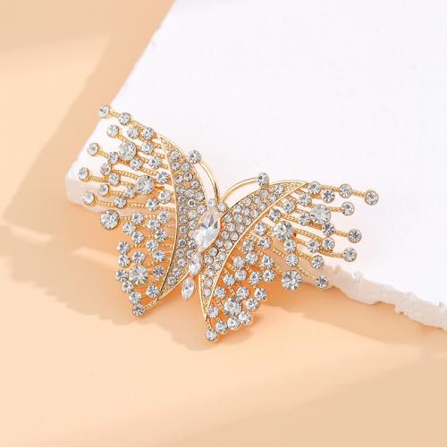 Zinc Alloy Brooches Butterfly plated for woman & with rhinestone nickel lead & cadmium free Sold By PC