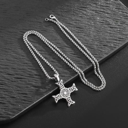 Stainless Steel Jewelry Necklace 304 Stainless Steel Cross fashion jewelry & Unisex nickel lead & cadmium free Length Approx 23.62 Inch Sold By PC