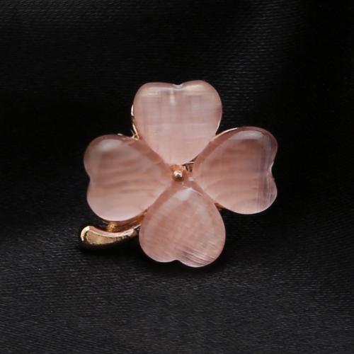 Zinc Alloy Brooches with Plastic Four Leaf Clover Unisex nickel lead & cadmium free Sold By PC