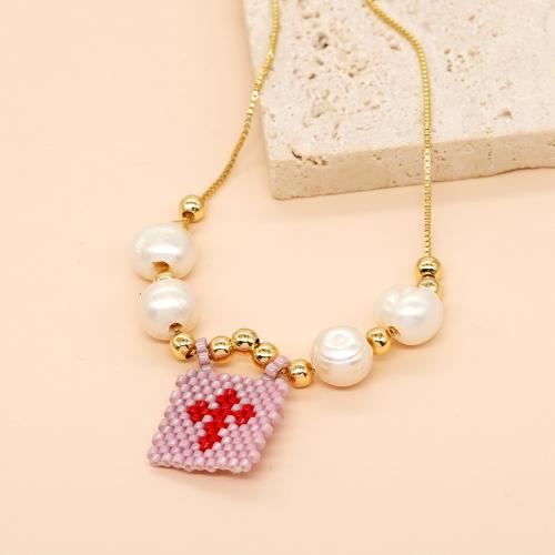 Stainless Steel Jewelry Necklace 304 Stainless Steel with Seedbead & Freshwater Pearl fashion jewelry & for woman nickel lead & cadmium free Length Approx 23.62 Inch Sold By PC
