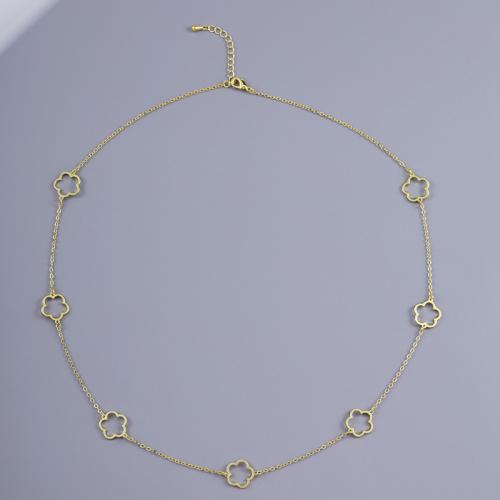Brass Necklace with 5cm extender chain petals fashion jewelry & for woman & hollow golden nickel lead & cadmium free Sold Per Approx 55 cm Strand