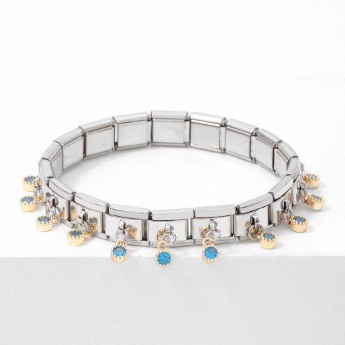 Bijoux bracelet en acier inoxydable, Acier inoxydable 304, bijoux de mode & unisexe & pavé de micro zircon, plus de couleurs à choisir, Longueur:Environ 16.2 cm, Vendu par PC