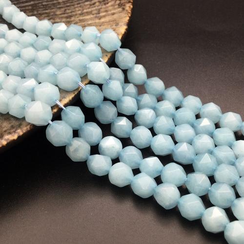 Perles bijoux en pierres gemmes, aigue-marine, DIY, bleu, 8mm, 46PC/brin, Vendu par brin