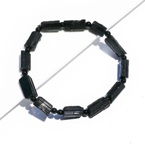 Bracelets de pierres précieuses, Schorl, élastique & unisexe, noire, Longueur:Environ 14 cm, Vendu par PC