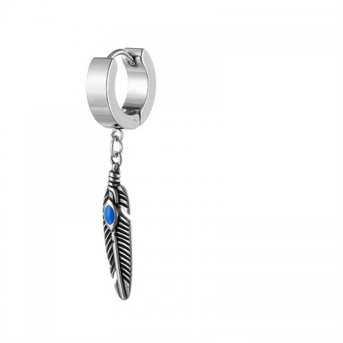 Titan Stahl Ohrring, Titanstahl, plattiert, Modeschmuck, Silberfarbe, 13x45mm, verkauft von PC