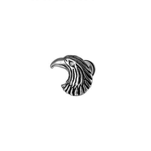 Boucle d'oreille Acier Titane, aigle, Placage, bijoux de mode, argent, 13x14mm, Vendu par PC