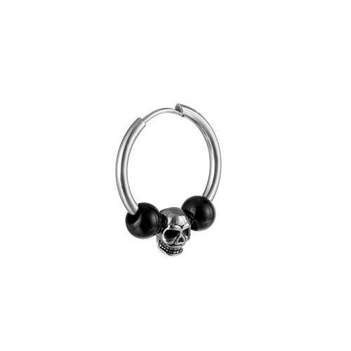 Titan stål örhänge, Skull, plated, mode smycken, silver, 20x24mm, Säljs av PC