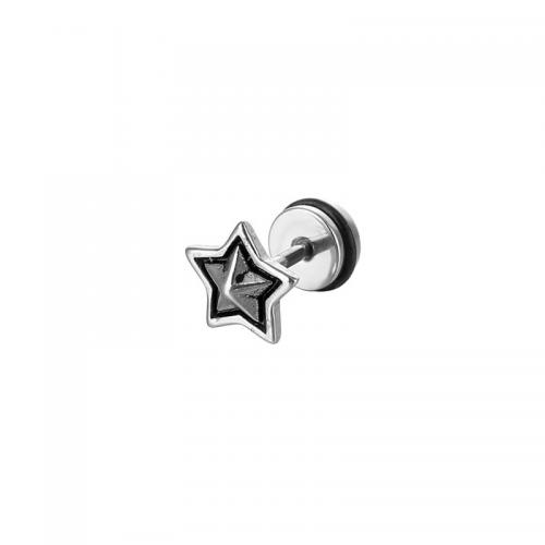 Boucle d'oreille Acier Titane, étoile, Placage, bijoux de mode, argent, 13x8mm, Vendu par PC