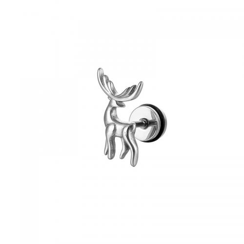 Titanium Steel  Earring, Deer, plated, fashion jewelry, silver color, 12x14mm, Sold By PC