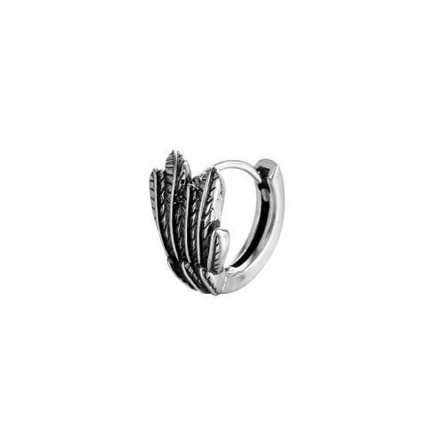 Boucle d'oreille Acier Titane, Placage, bijoux de mode, argent, 14.50x13mm, Vendu par PC