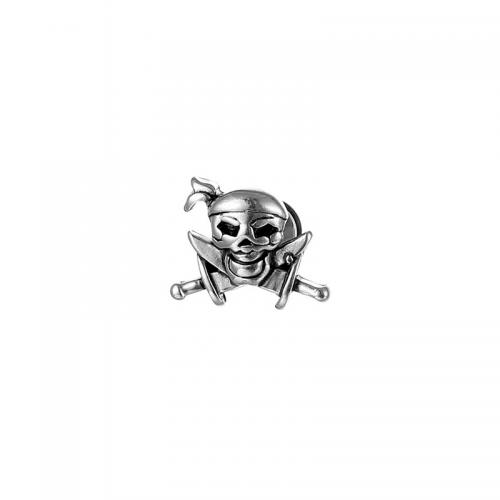 Titanium Steel  Earring, Skull, plated, fashion jewelry, silver color, 15x12mm, Sold By PC