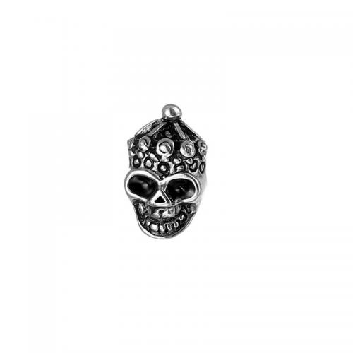 Titanium stål øreringe, Skull, forgyldt, mode smykker, sølv, 9x15mm, Solgt af PC