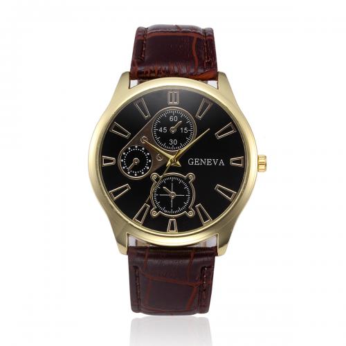 Unisex Wrist Watch, PU Leather, with Glass & Tibetan Style, fashion jewelry & Chinese movement & for man, more colors for choice, nickel, lead & cadmium free, Dial diameter: 39mm, thickness :8mm, band width :20mm., Sold By PC