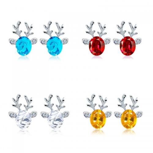 Tibetan Style Stud Earring, with Crystal, plated, fashion jewelry & for woman, more colors for choice, nickel, lead & cadmium free, 19x15mm, Sold By Pair