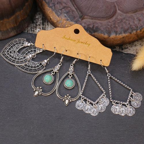 Zinc Alloy Drop Earrings plated three pieces & for woman nickel lead & cadmium free Sold By Set