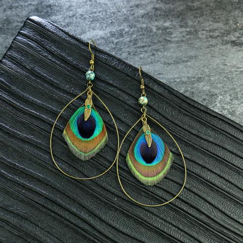 Tibetan Style Drop Earrings, with Feather, fashion jewelry & different styles for choice & for woman, nickel, lead & cadmium free, Sold By Pair