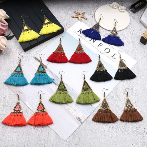 Tibetan Style Drop Earrings, with Caddice, fashion jewelry & for woman & enamel, more colors for choice, nickel, lead & cadmium free, 85x25mm, Sold By Pair