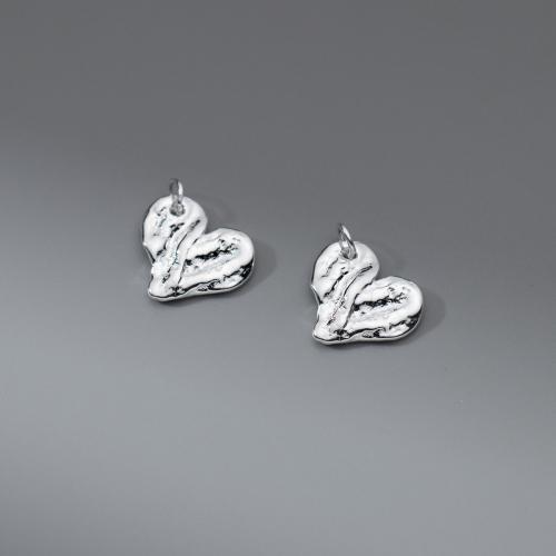 925 Sterling Silver Pendant Heart plated DIY silver color Sold By PC