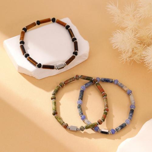 Gemstone Bracelets, Natural Stone, handmade, fashion jewelry & different materials for choice & Unisex, more colors for choice, Length:Approx 22 cm, Sold By PC