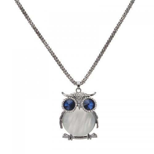 Zinc Alloy Sweater Chain Necklace with Resin Owl fashion jewelry & for woman nickel lead & cadmium free Length Approx 76 cm Sold By PC