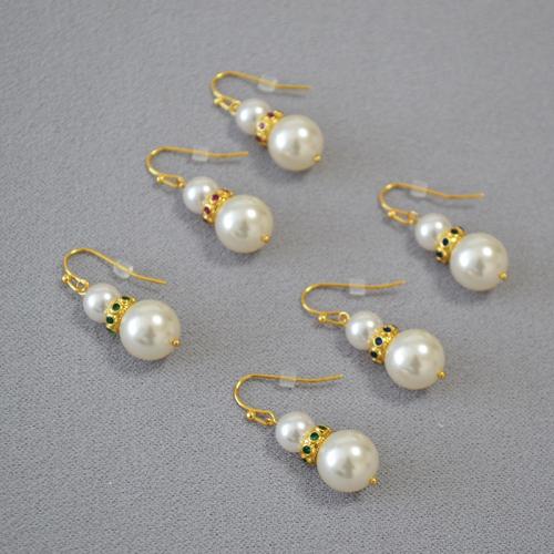 Brass Drop Earring, with Plastic Pearl, gold color plated, fashion jewelry & micro pave cubic zirconia & for woman, more colors for choice, nickel, lead & cadmium free, Pearls sizes 8 and 12mm, Sold By Pair