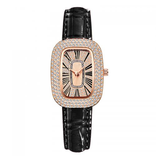 Women Wrist Watch, Tibetan Style, with Leather & Glass & 304 Stainless Steel, Life water resistant & Chinese movement & for woman & with rhinestone, more colors for choice, nickel, lead & cadmium free, Dial diameter: 30mm,Thickness: 10mm, Sold By PC