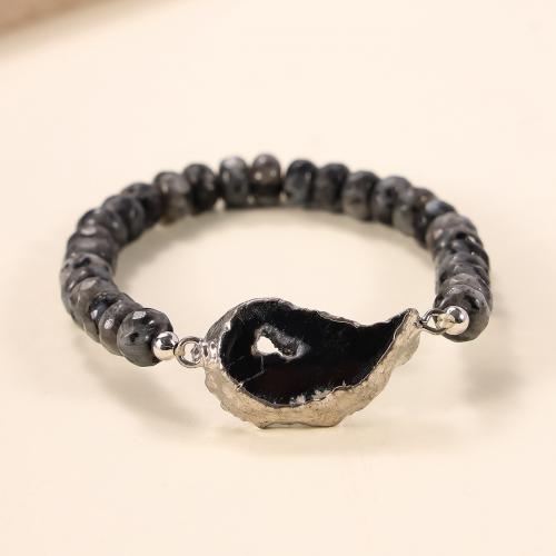 Gemstone Браслеты, Природный камень, с Нержавеющая сталь 304, ювелирные изделия моды & Женский, черный, продается PC