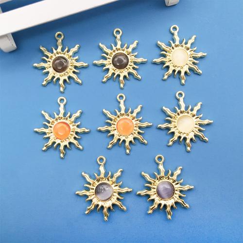 Tibetan Style Pendants, with Jade, Sun, DIY, more colors for choice, nickel, lead & cadmium free, 27x30mm, Sold By PC