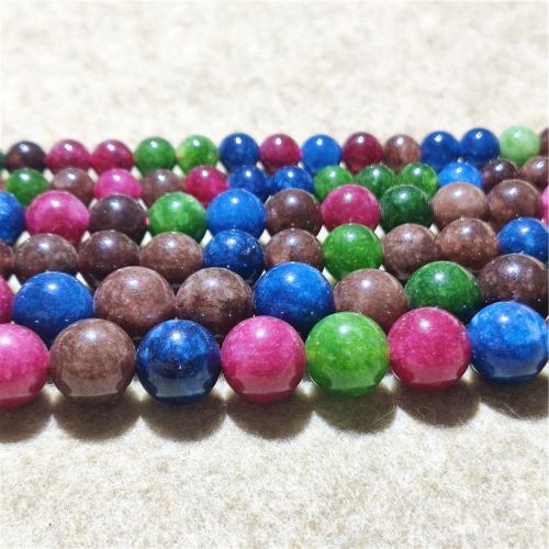 Jade Perlen, Quarzit Jade, rund, Modeschmuck & DIY & verschiedene Größen vorhanden, gemischte Farben, verkauft per ca. 38-40 cm Strang
