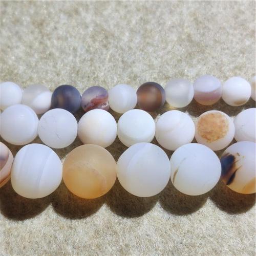 Natürliche Streifen Achat Perlen, rund, DIY & verschiedene Größen vorhanden & satiniert, gemischte Farben, verkauft per ca. 36-38 cm Strang