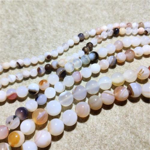 Natürliche Streifen Achat Perlen, rund, DIY & verschiedene Größen vorhanden, gemischte Farben, verkauft per ca. 38-40 cm Strang