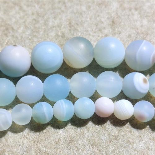 Natürliche Streifen Achat Perlen, rund, DIY & verschiedene Größen vorhanden & satiniert, gemischte Farben, verkauft per ca. 36-38 cm Strang