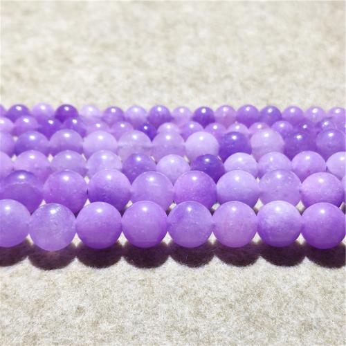Jade Perlen, Quarzit Jade, rund, Modeschmuck & DIY & verschiedene Größen vorhanden, violett, verkauft per ca. 38-40 cm Strang