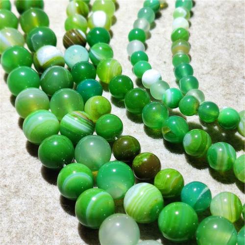 Natürliche Streifen Achat Perlen, rund, DIY & verschiedene Größen vorhanden, grün, verkauft per ca. 38-40 cm Strang