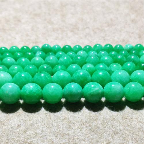 Jade Perlen, Quarzit Jade, rund, Modeschmuck & DIY & verschiedene Größen vorhanden, grün, verkauft per ca. 38-40 cm Strang