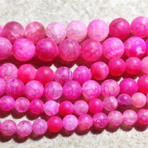 Natürliche Crackle Achat Perlen, Flachen Achat, rund, DIY & verschiedene Größen vorhanden & satiniert, rosarot, verkauft per ca. 36-38 cm Strang