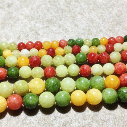Natural Jade Beads Jade Quartzite Round fashion jewelry & DIY mixed colors Sold Per Approx 38-40 cm Strand