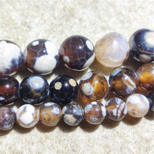 Perles agate veines de dragon naturelles, Rond, DIY & normes différentes pour le choix, couleurs mélangées, Vendu par Environ 38-40 cm brin