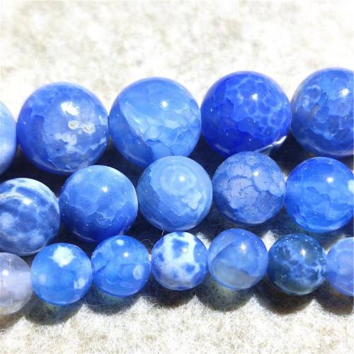 Perles agate veines de dragon naturelles, Rond, DIY & normes différentes pour le choix, bleu, Vendu par Environ 38-40 cm brin