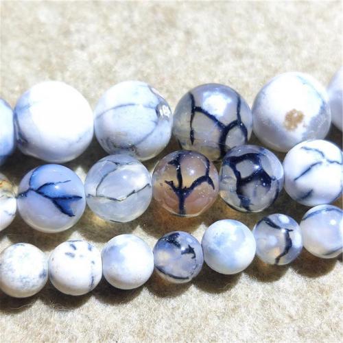Perles agate veines de dragon naturelles, Rond, DIY & normes différentes pour le choix, couleurs mélangées, Vendu par Environ 38-40 cm brin