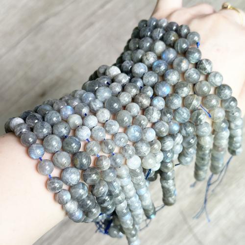 Mondstein Perlen, rund, poliert, DIY & verschiedene Größen vorhanden, grau, verkauft per ca. 38 cm Strang