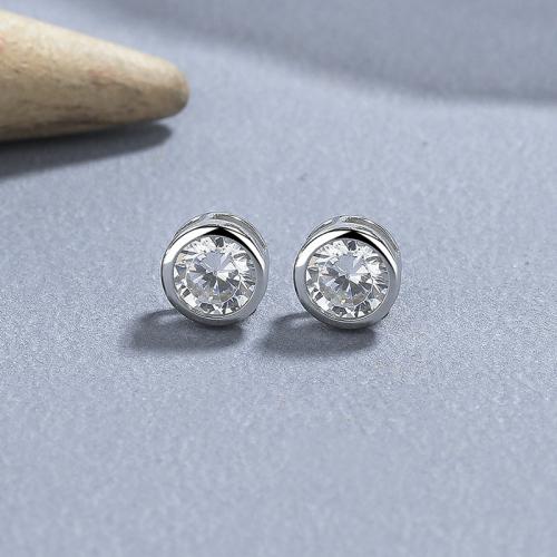 Cubic Zirconia Micro Pave Sterling Silver Earring, 925 Sterling Silver, fashion jewelry & different size for choice & micro pave cubic zirconia & for woman, nickel, lead & cadmium free, Sold By Pair