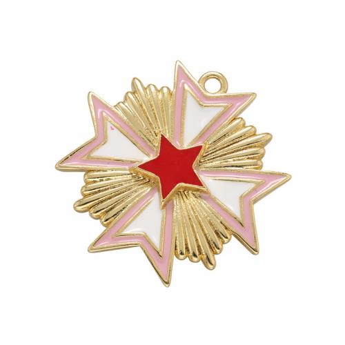 Brass Jewelry Pendants, Star, gold color plated, DIY & enamel, more colors for choice, nickel, lead & cadmium free, 24x24mm, Sold By PC