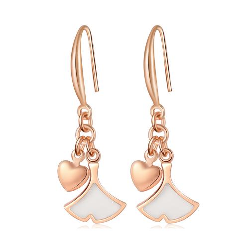 Brass Drop Earring, with White Shell, plated, fashion jewelry & for woman, more colors for choice, nickel, lead & cadmium free, 10x32mm, Sold By Pair