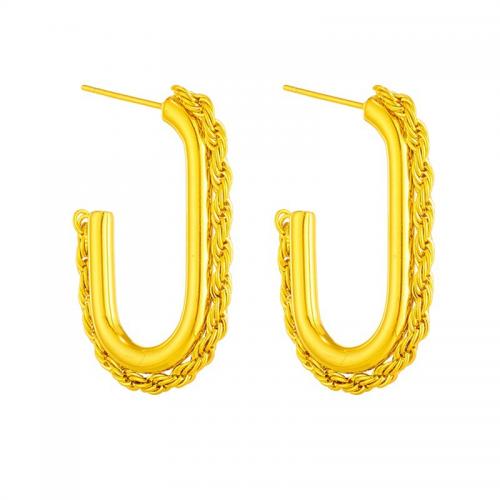 Titanium Steel  Earring fashion jewelry & for woman golden Sold By Pair