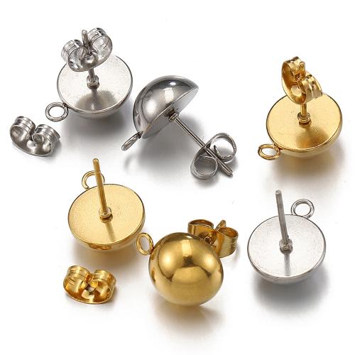 Stainless Steel Earring Stud Component, 304 Stainless Steel, DIY & different size for choice, more colors for choice, 10PCs/Bag, Sold By Bag