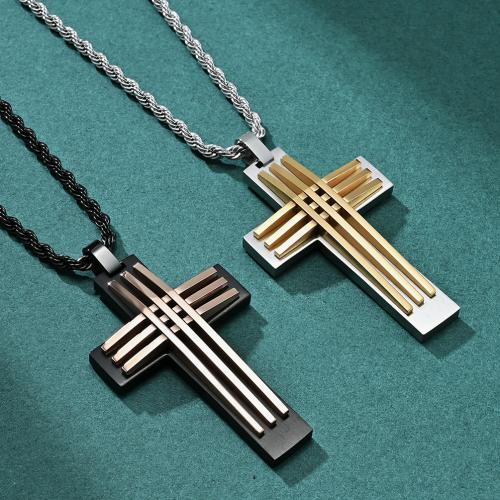 Stainless Steel Jewelry Necklace 304 Stainless Steel Cross fashion jewelry & for man Length Approx 45 cm Sold By PC