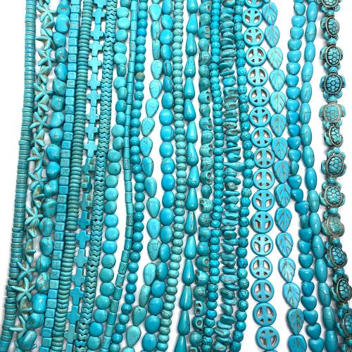 Χάντρες Turquoise, Συνθετικό Τυρκουάζ, Διαφορετικό σχήμα για επιλογή & DIY, μπλε, Sold Per Περίπου 38 cm Strand