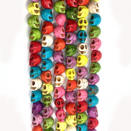 Perline in turchese, turchese sintetico, Teschio, DIY & formato differente per scelta, multi-colore, Venduto per Appross. 38 cm filo