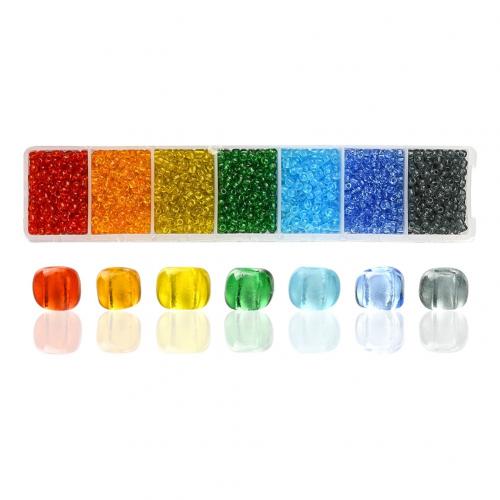 Glass DIY Jewelry Set, with Plastic Box, Rectangle, mixed colors, 200x33x18mm, Sold By Box